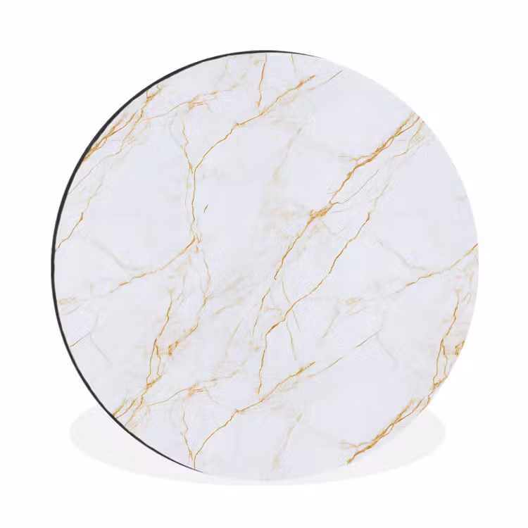 Wandcirkel - Aluminium - Wit - Marmer - Goud - Luxueus — 1