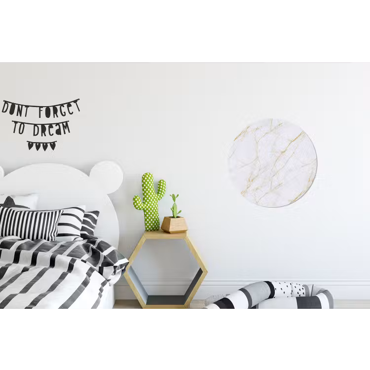 Wandcirkel - Aluminium - Wit - Marmer - Goud - Luxueus — 5