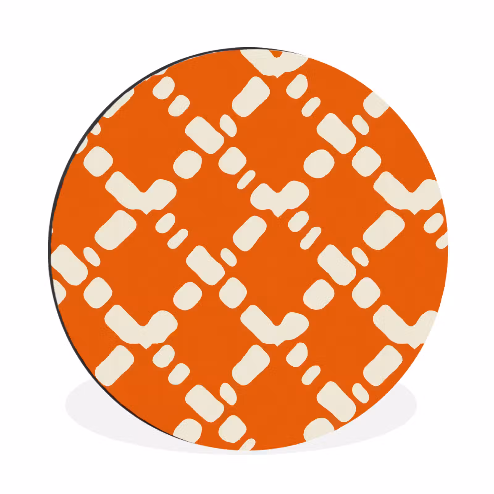 Wandcirkel - Aluminium - Oranje - Ruitpatroon - Wit — 1