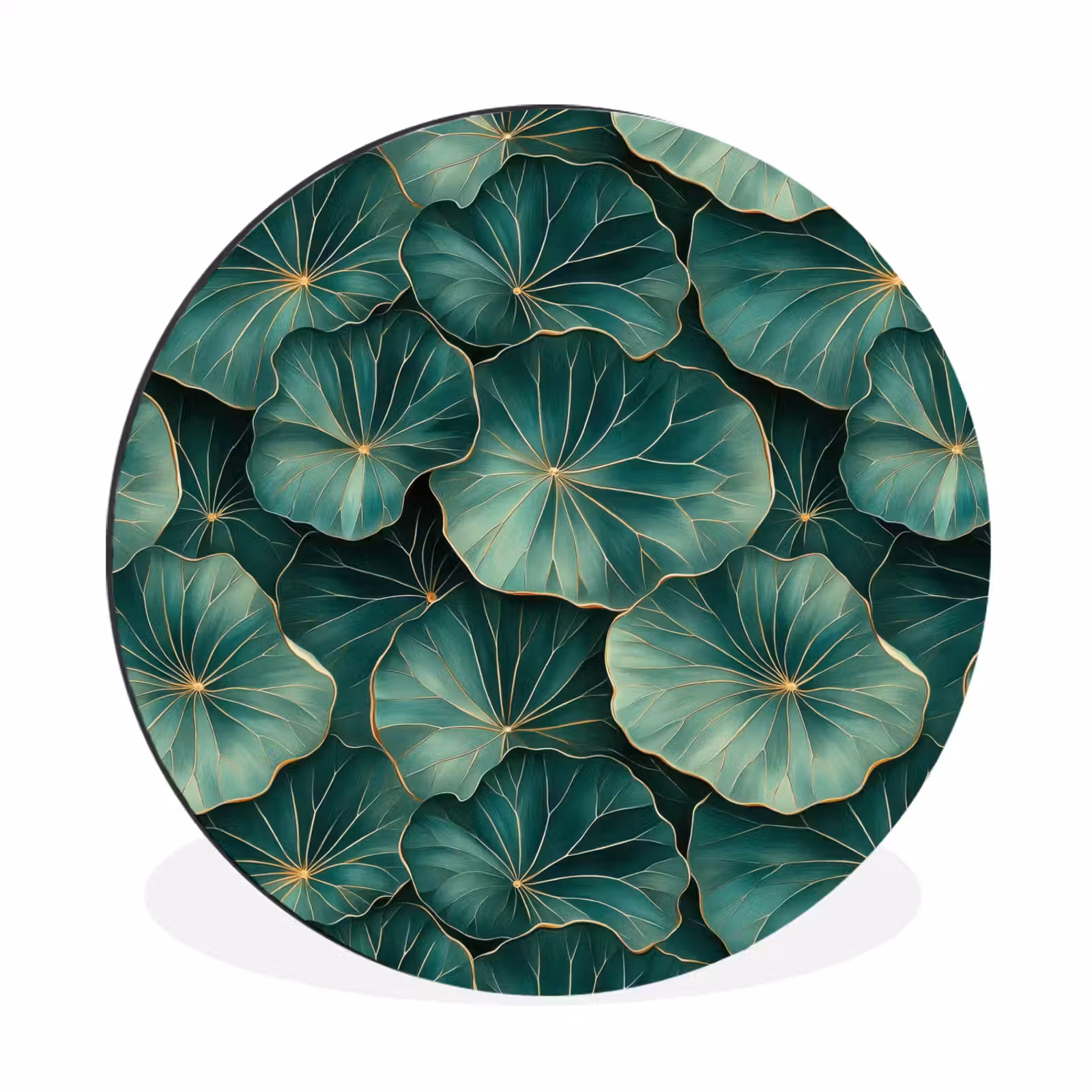 Wandcirkel - Aluminium - Patroon - Bladeren - Groen — 1