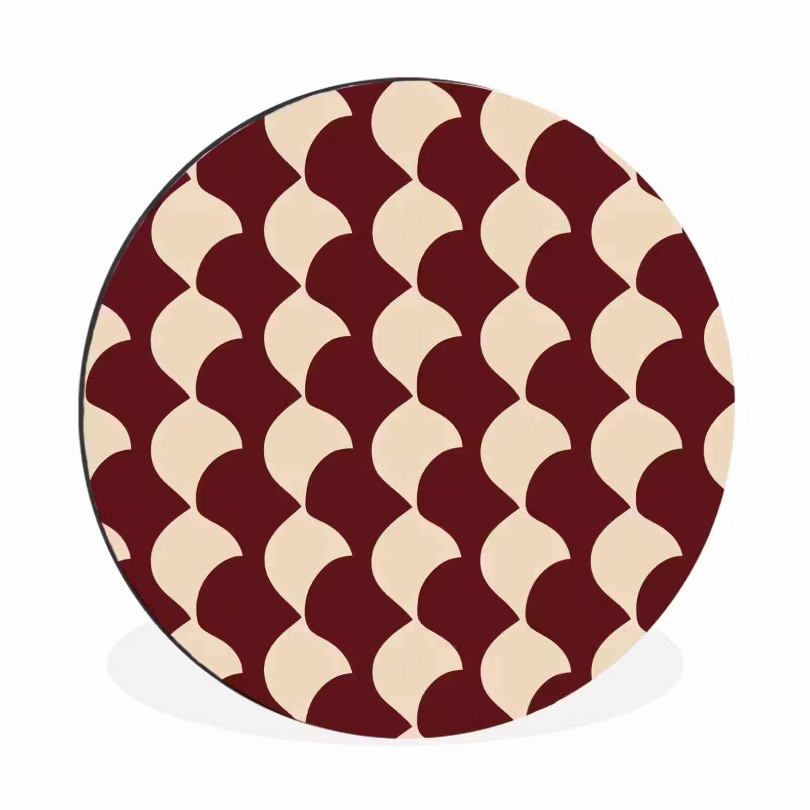 Wandcirkel - Aluminium - Rood - Tegelpatroon - Crème — 1