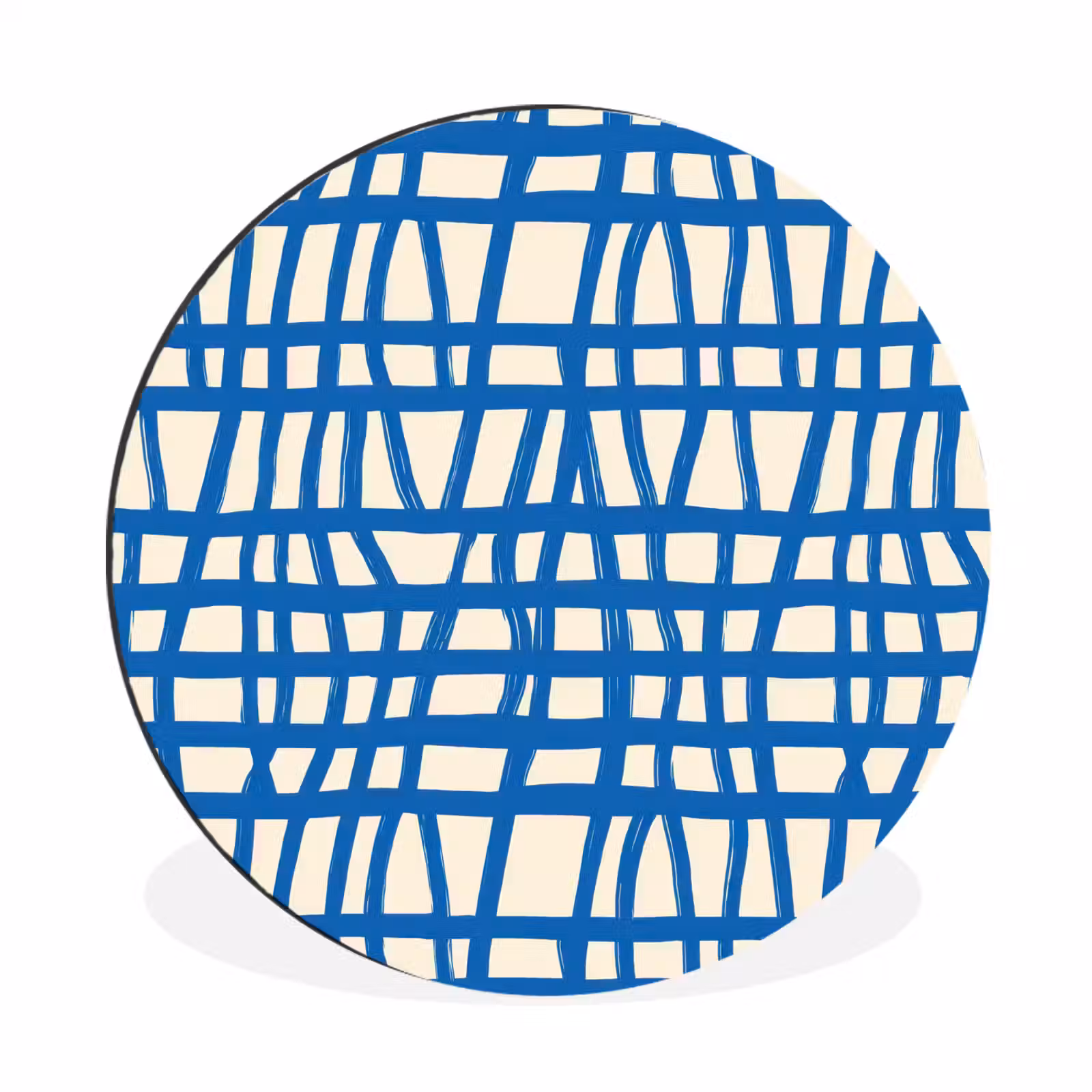 Wandcirkel - Aluminium - Ruitpatroon - Blauw - Crème — 1