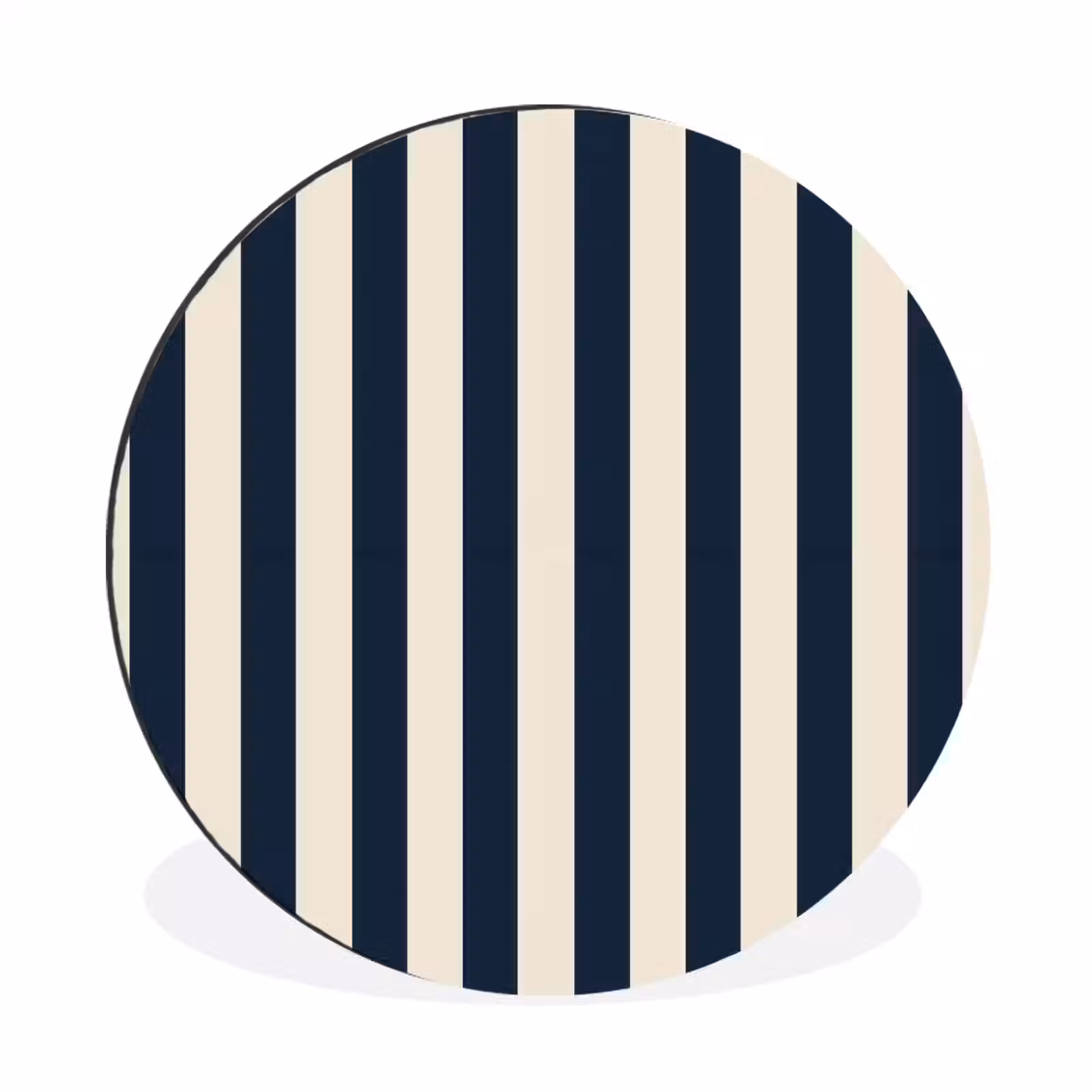 Wandcirkel - Aluminium - Verticale strepen - Blauw - Crème — 1