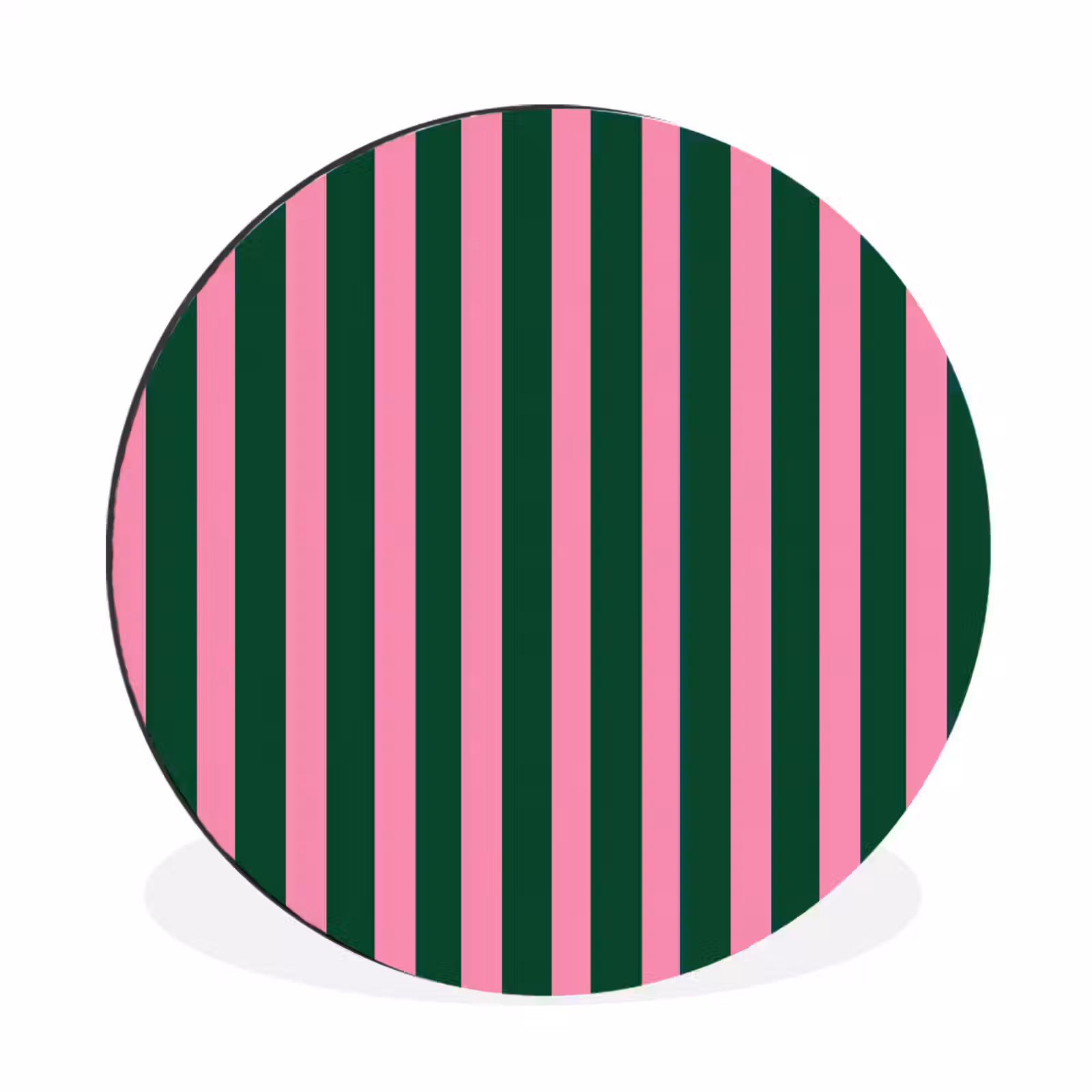 Wandcirkel - Aluminium - Verticale strepen - Groen - Roze — 1