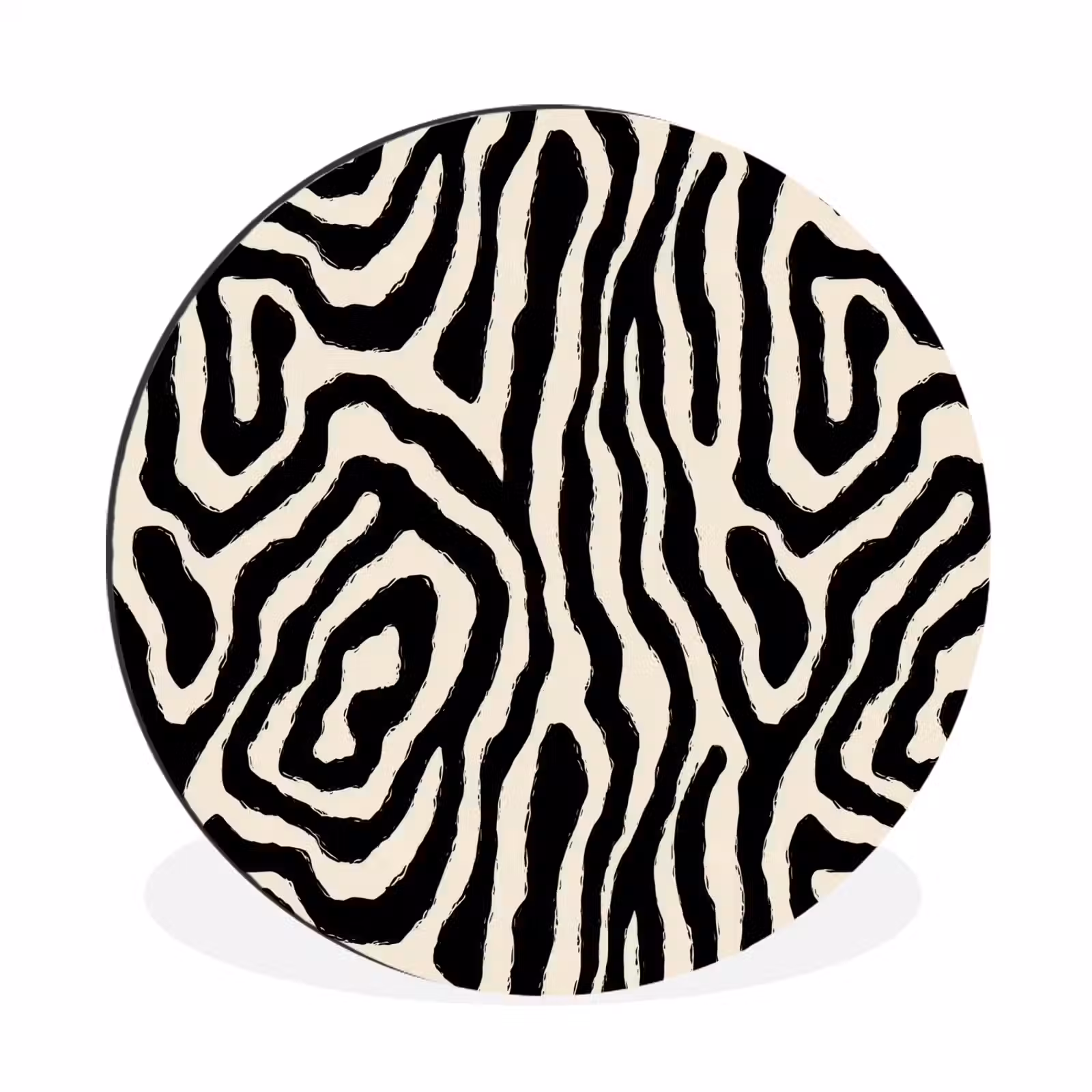 Wandcirkel - Aluminium - Zebra - Zwart - Abstract — 1