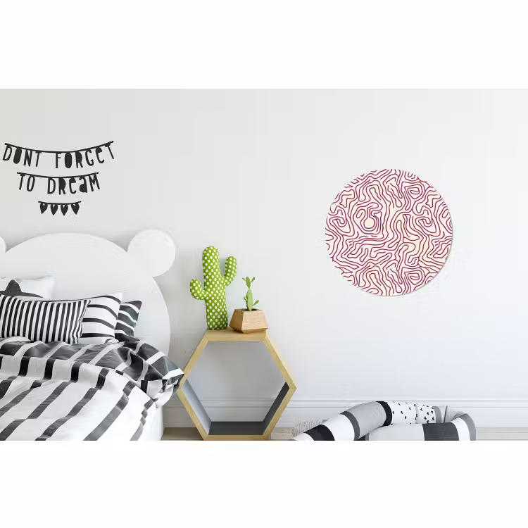 Wandcirkel - Aluminium - Kronkelende lijn - Magenta - Crème — 5