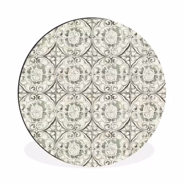 Wandcirkel - Aluminium - Krulornament - Tegel - Groen — 1