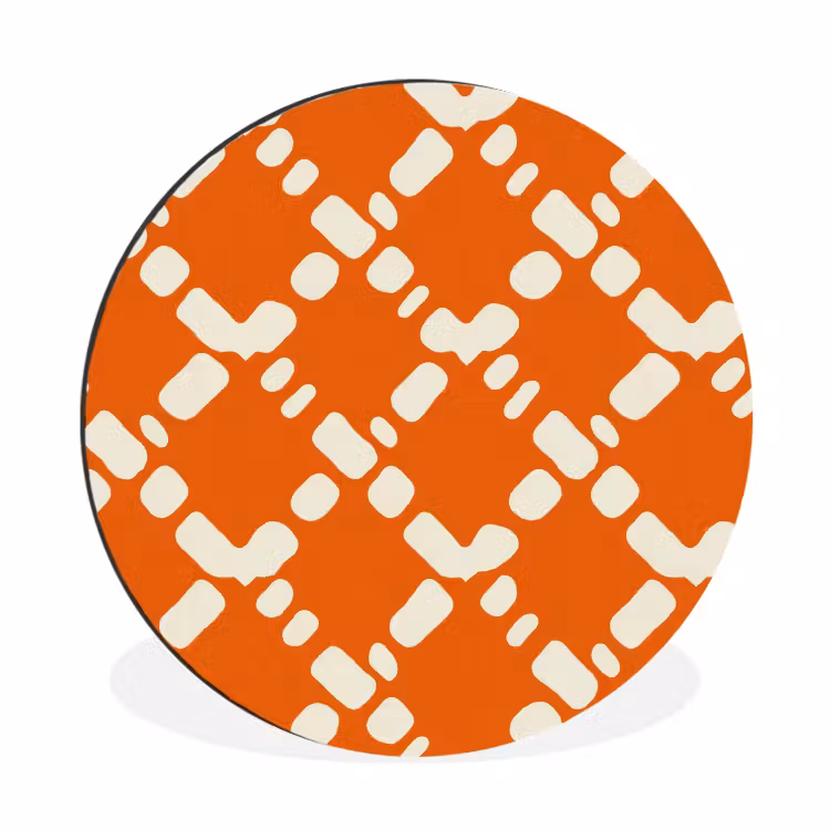 Wandcirkel - Aluminium - Oranje - Ruitpatroon - Wit — 1