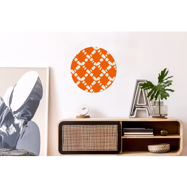 Wandcirkel - Aluminium - Oranje - Ruitpatroon - Wit — 3