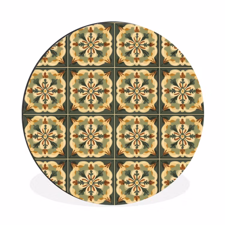 Wandcirkel - Aluminium - Ornament - Patroon - Groen — 1