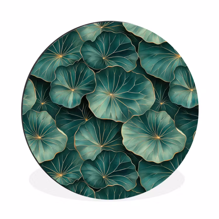 Wandcirkel - Aluminium - Patroon - Bladeren - Groen — 1