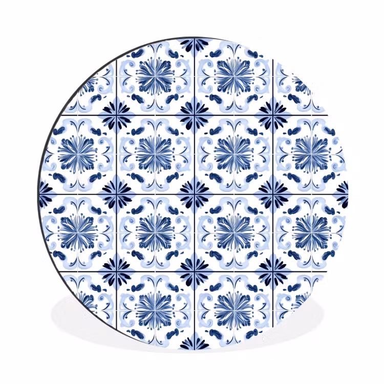 Wandcirkel - Aluminium - Patroon - Tegel - Blauw — 1