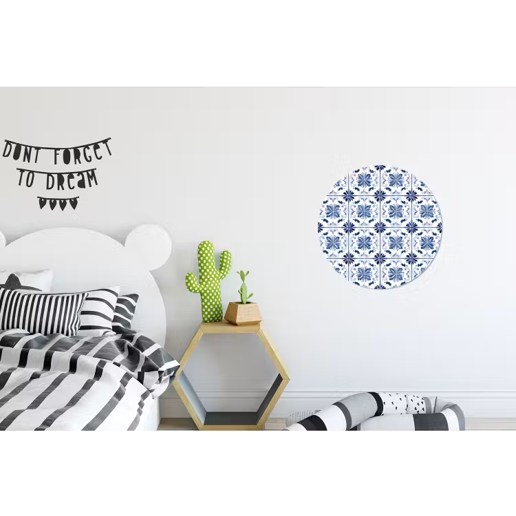 Wandcirkel - Aluminium - Patroon - Tegel - Blauw — 5