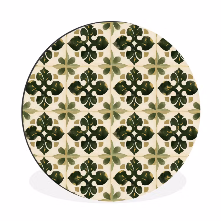 Wandcirkel - Aluminium - Patroon - Tegel - Groen — 1
