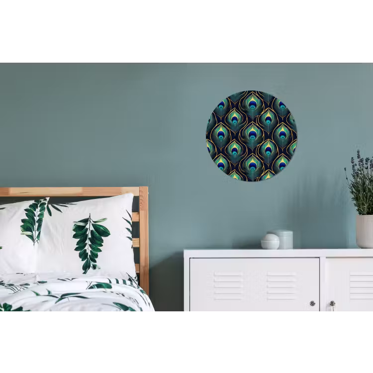 Wandcirkel - Aluminium - Pauw - Veren - Groen — 4