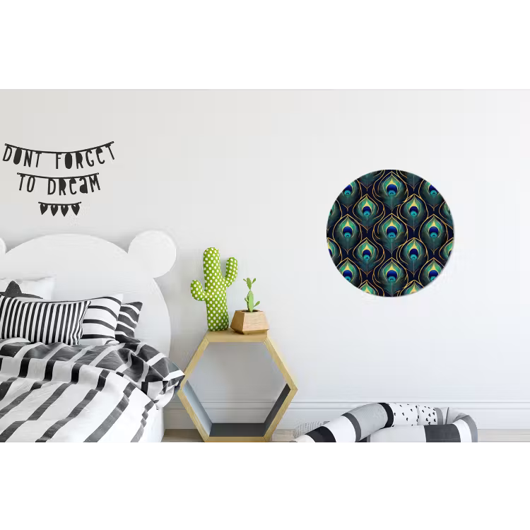 Wandcirkel - Aluminium - Pauw - Veren - Groen — 5
