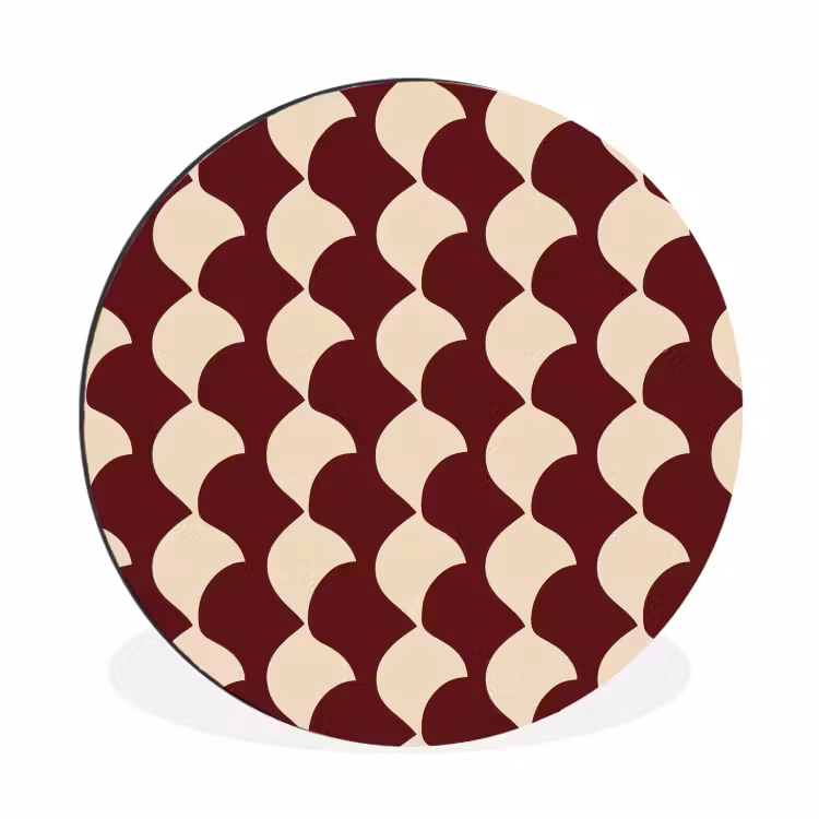 Wandcirkel - Aluminium - Rood - Tegelpatroon - Crème — 1