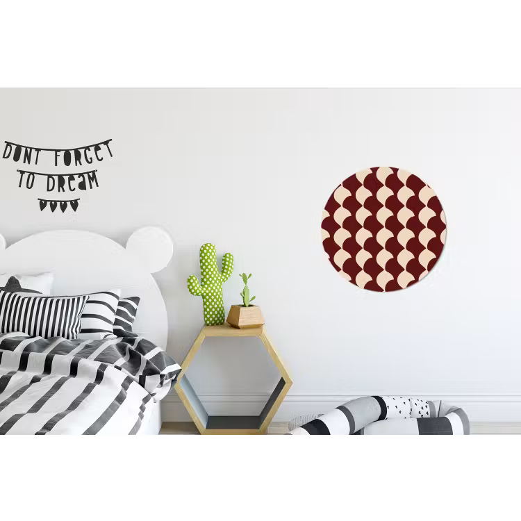 Wandcirkel - Aluminium - Rood - Tegelpatroon - Crème — 5