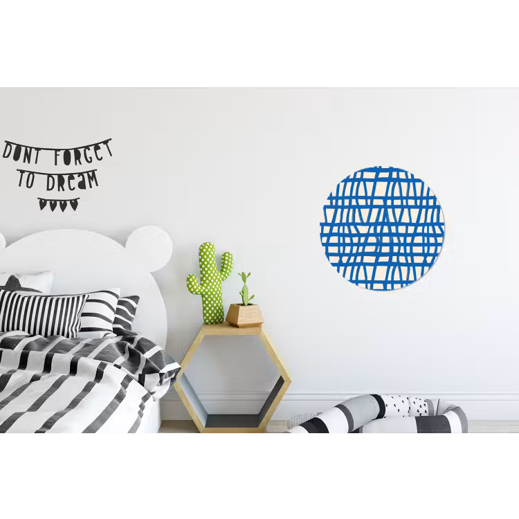 Wandcirkel - Aluminium - Ruitpatroon - Blauw - Crème — 5