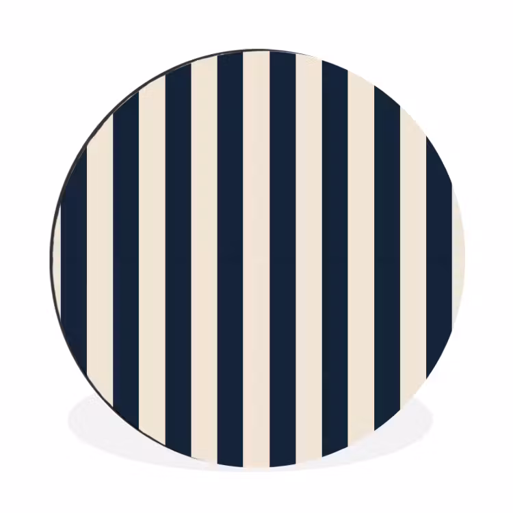 Wandcirkel - Aluminium - Verticale strepen - Blauw - Crème — 1
