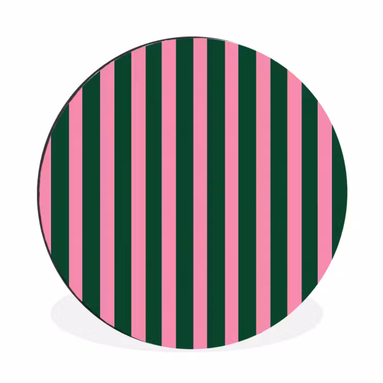 Wandcirkel - Aluminium - Verticale strepen - Groen - Roze — 1