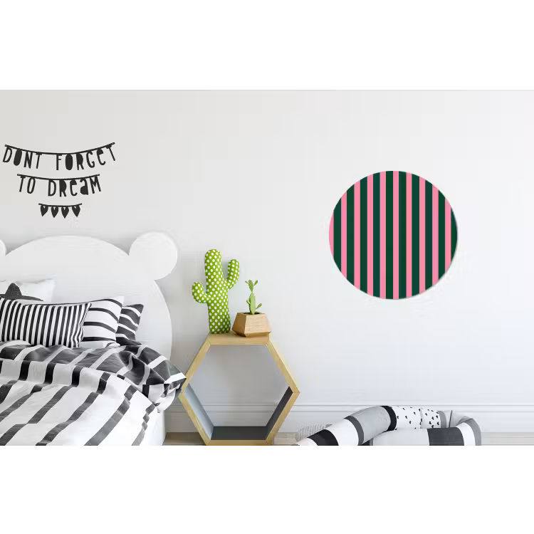 Wandcirkel - Aluminium - Verticale strepen - Groen - Roze — 5