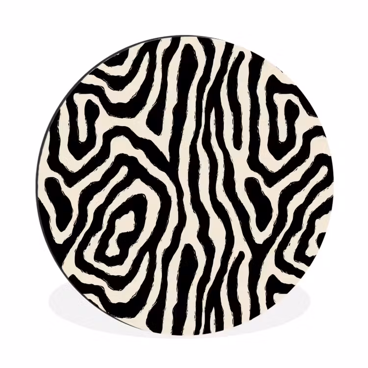 Wandcirkel - Aluminium - Zebra - Zwart - Abstract — 1