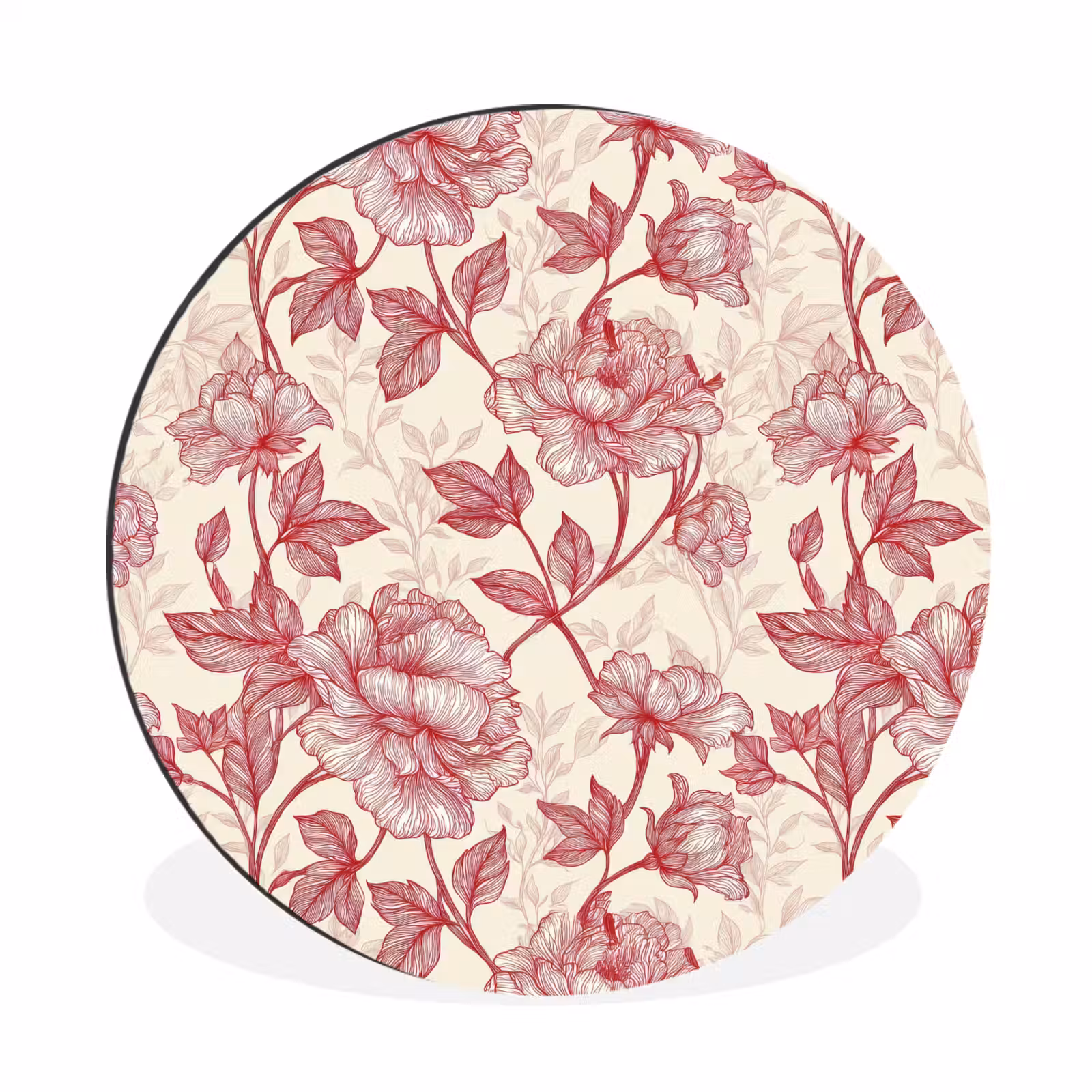 Wandcirkel - Aluminium - Pioenrozen - Modern - Rood — 1