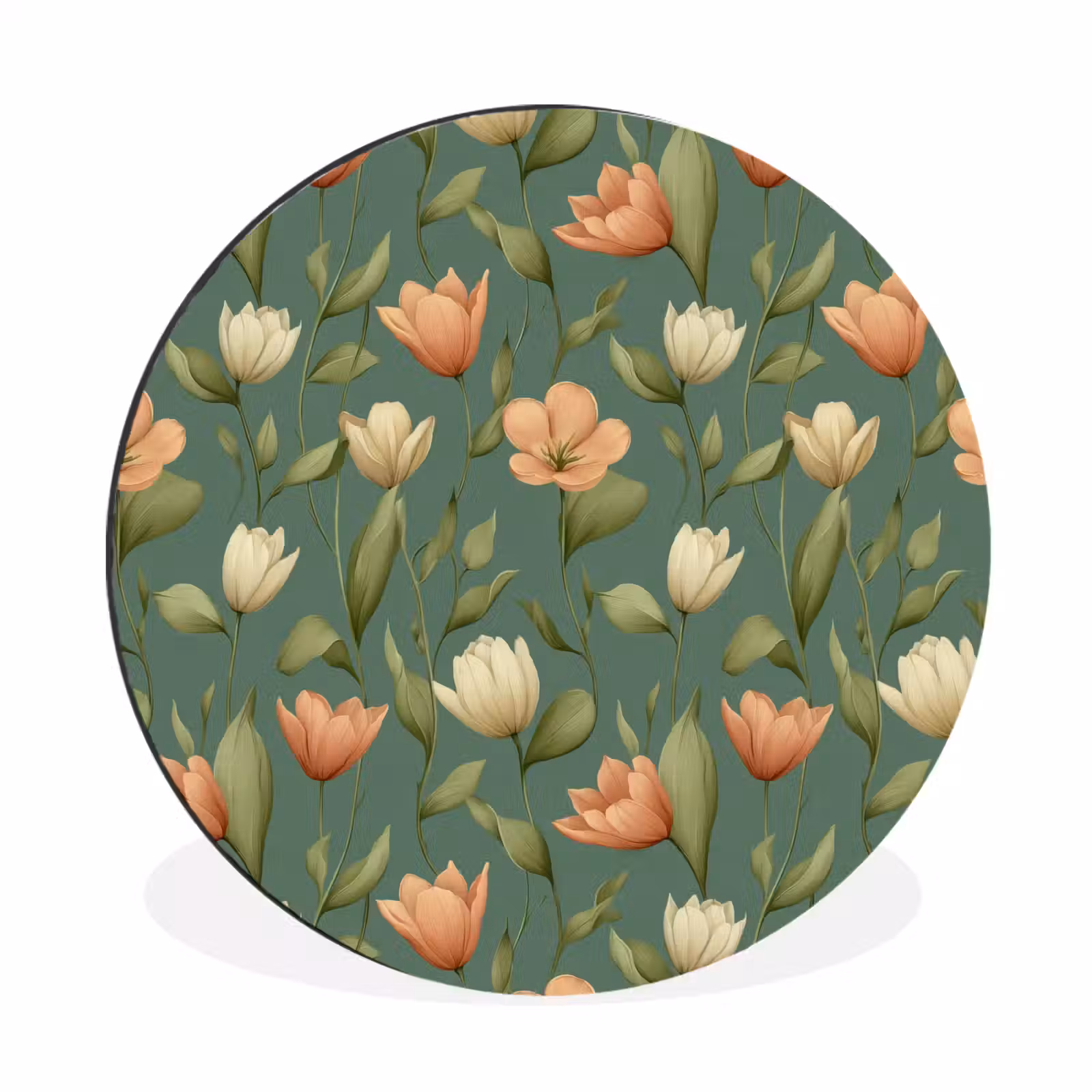 Wandcirkel - Aluminium - Tulpen - Botanisch - Groen — 1