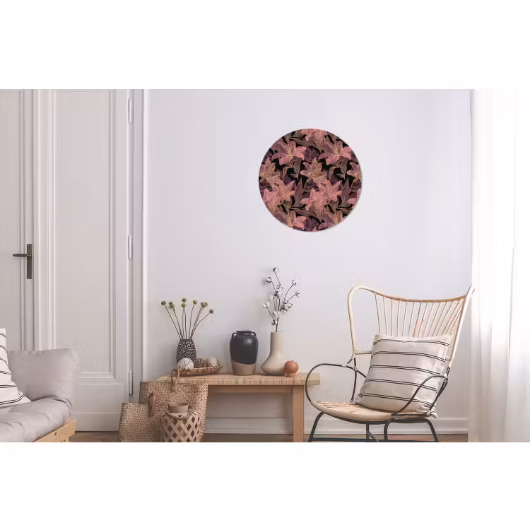 Wandcirkel - Aluminium - Lelies - Patroon - Paars - Goud — 2
