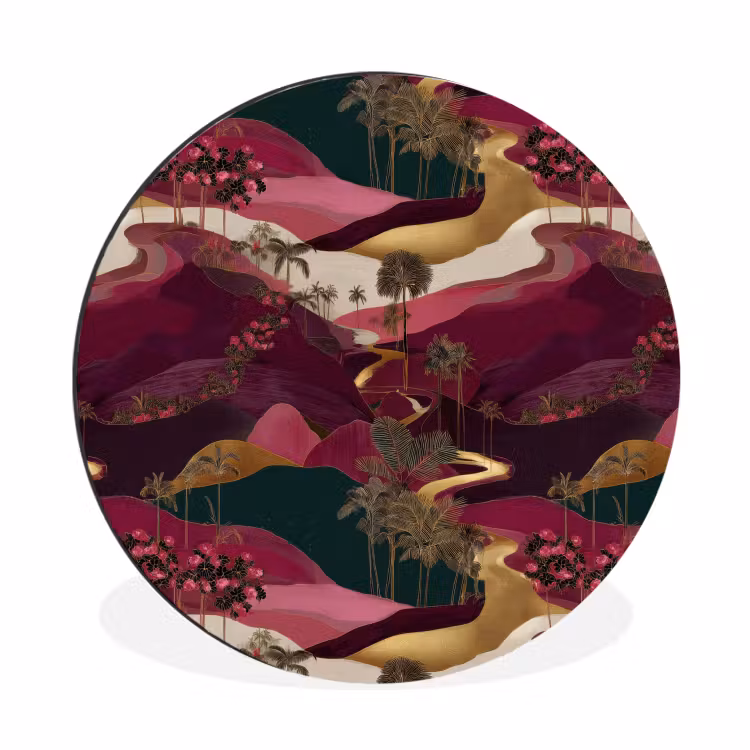 Wandcirkel - Aluminium - Magisch - Palmbomen - Goud — 1