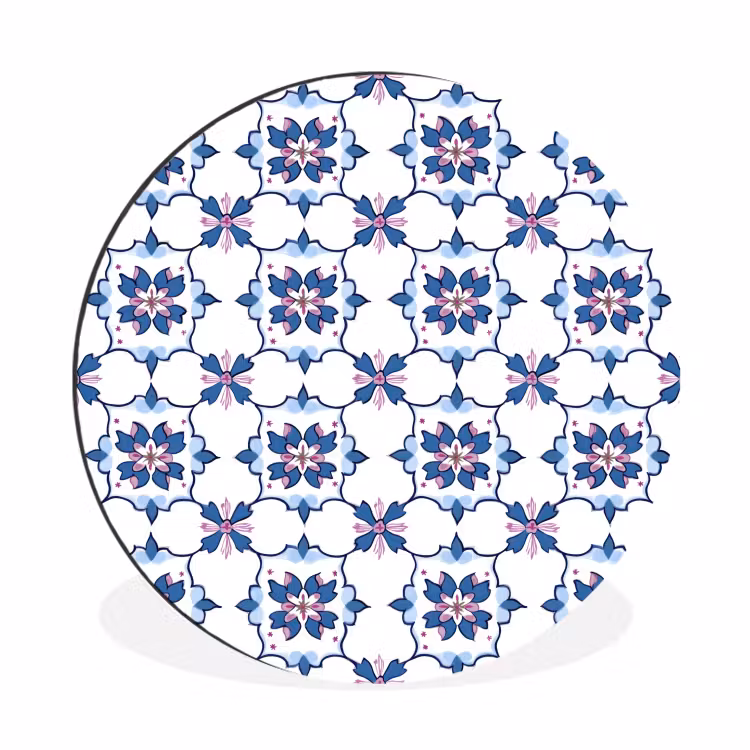 Wandcirkel - Aluminium - Modern - Patroon - Blauw - Roze — 1