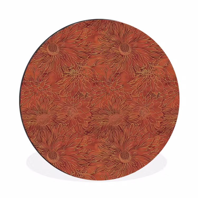 Wandcirkel - Aluminium - Oosters - Bloemen - Terracotta — 1