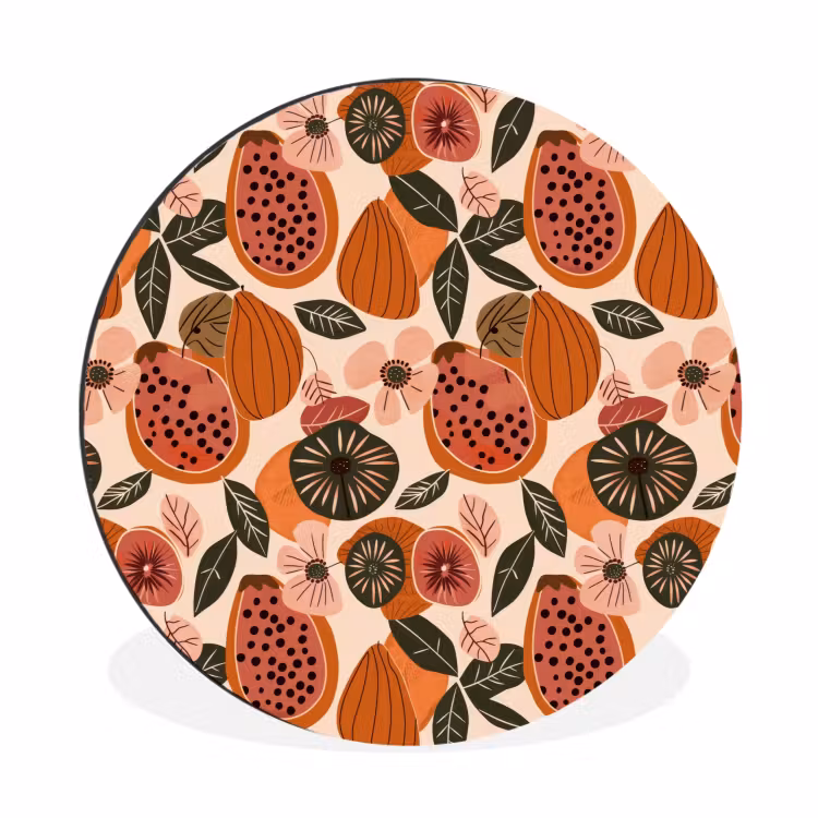 Wandcirkel - Aluminium - Papaja - Bloesem - Oranje — 1