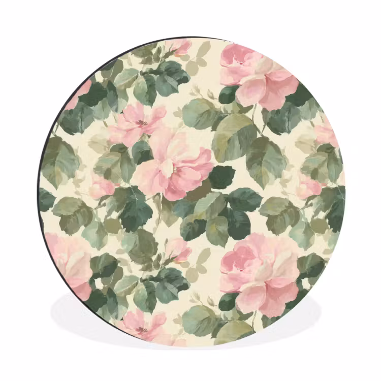 Wandcirkel - Aluminium - Rozen - Botanisch - Roze — 1