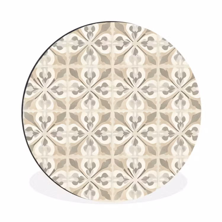 Wandcirkel - Aluminium - Tegel - Motief - Beige — 1