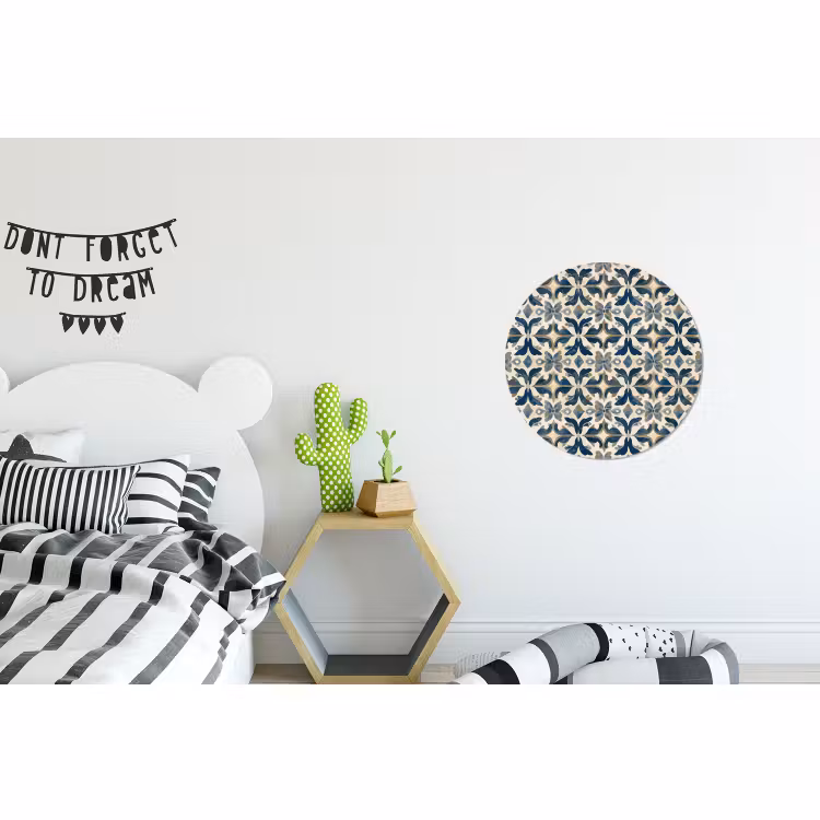 Wandcirkel - Aluminium - Tegel - Patroon - Blauw - Beige — 5