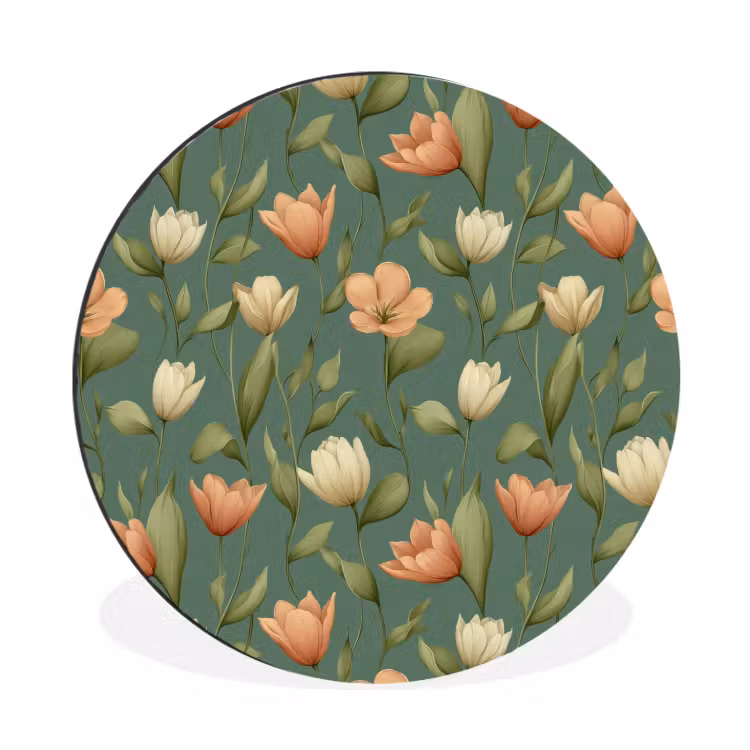 Wandcirkel - Aluminium - Tulpen - Botanisch - Groen — 1