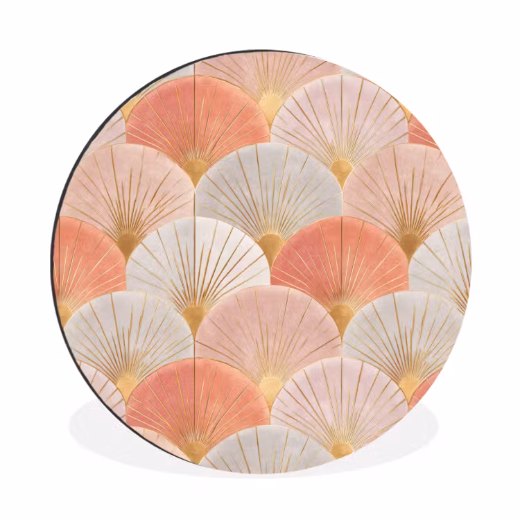 Wandcirkel - Aluminium - Waaiers - Goud - Roze — 1