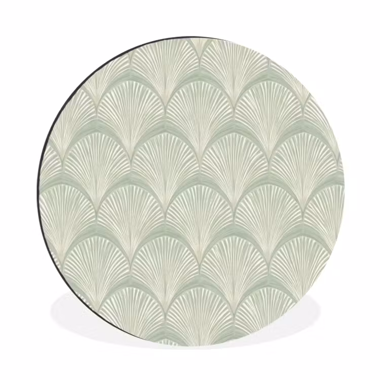 Wandcirkel - Aluminium - Waaiers - Patroon - Groen — 1