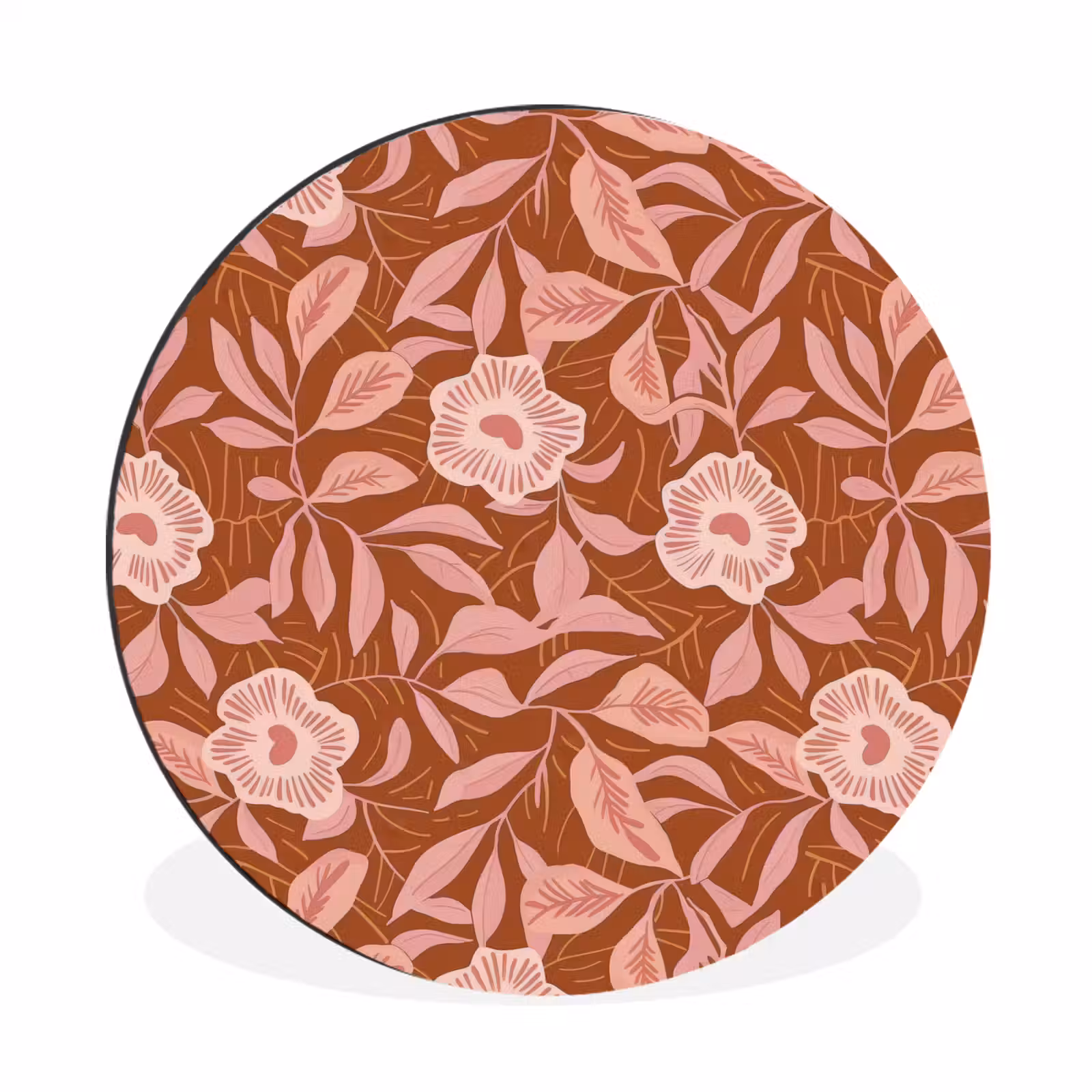 Wandcirkel - Aluminium - Patroon - Bladeren - Terracotta — 1