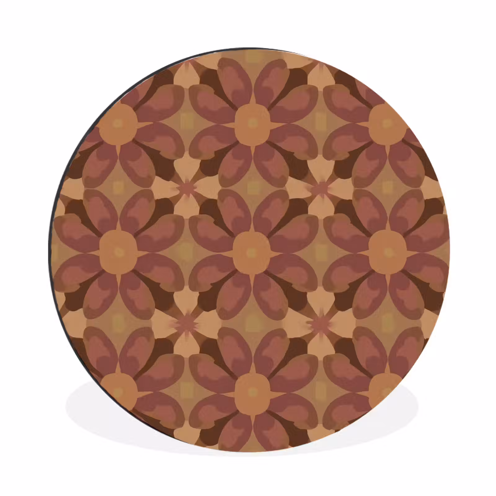 Wandcirkel - Aluminium - Retro - Bloemen - Bruin — 1