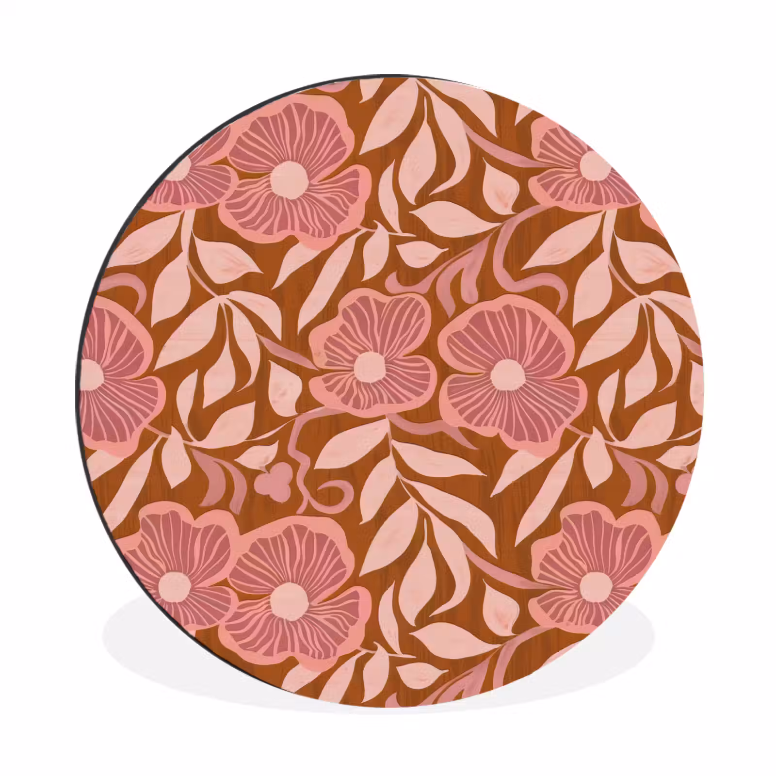 Wandcirkel - Aluminium - Sfeer - Bloemen - Roze — 1