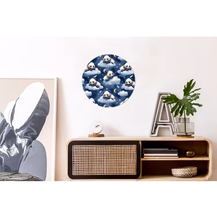 Wandcirkel - Aluminium - Panda's - Slapen - Blauw — 3