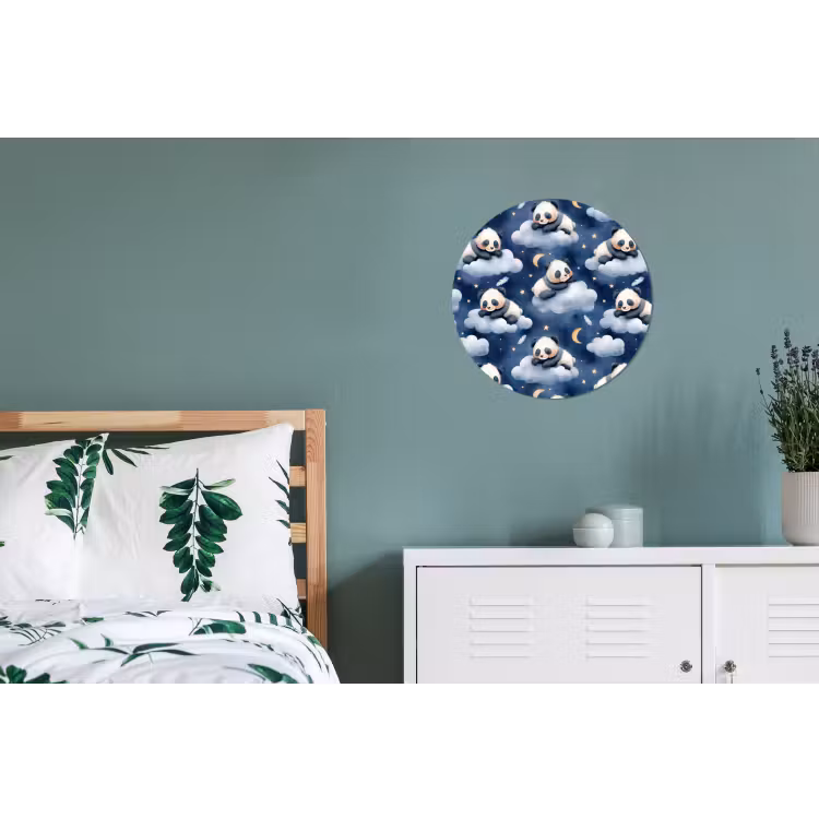 Wandcirkel - Aluminium - Panda's - Slapen - Blauw — 4