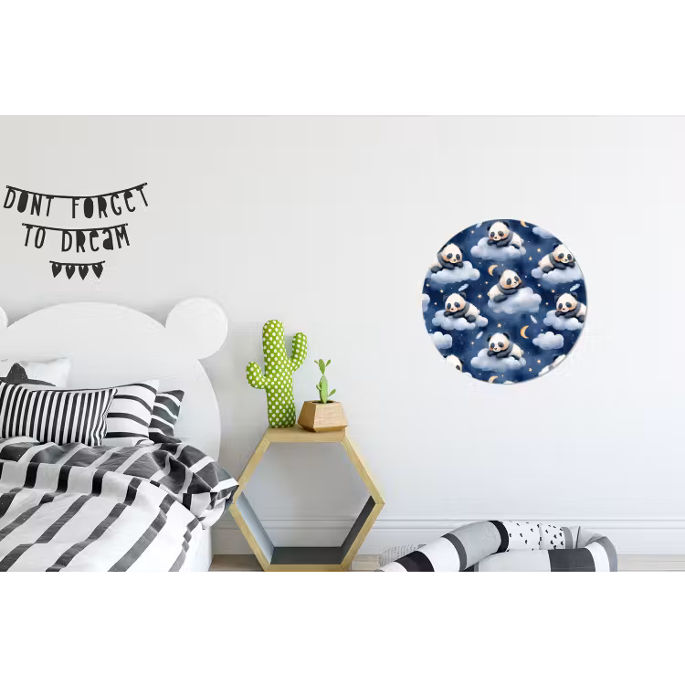 Wandcirkel - Aluminium - Panda's - Slapen - Blauw — 5