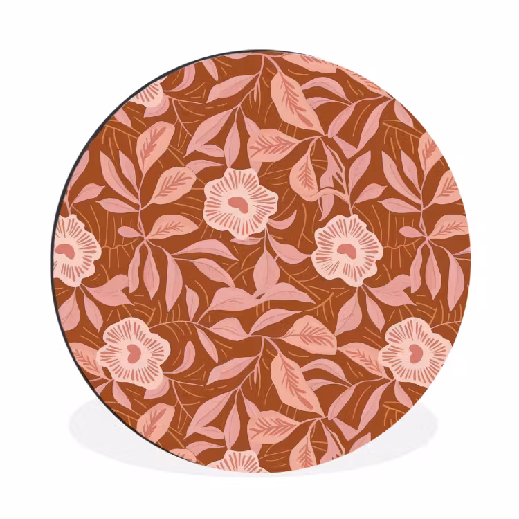 Wandcirkel - Aluminium - Patroon - Bladeren - Terracotta — 1