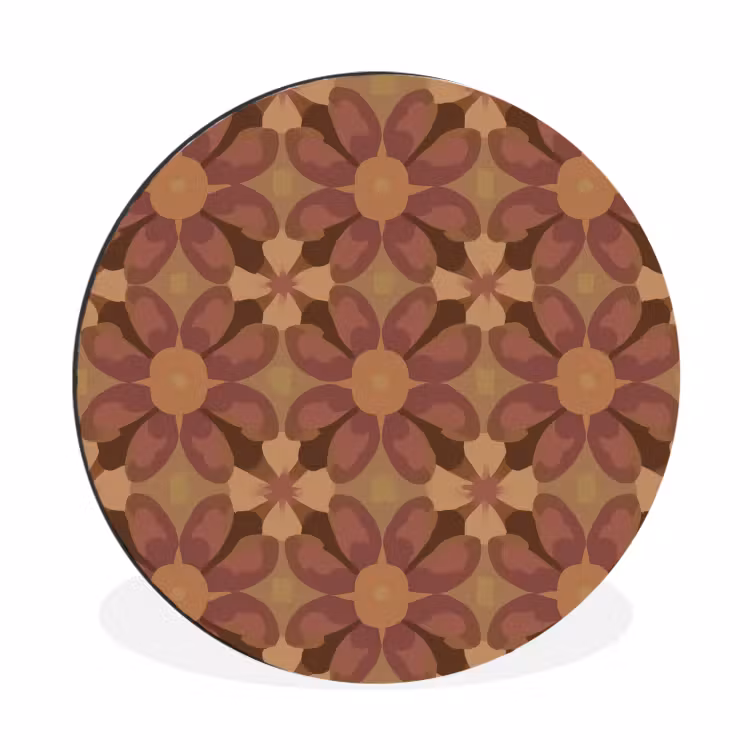 Wandcirkel - Aluminium - Retro - Bloemen - Bruin — 1