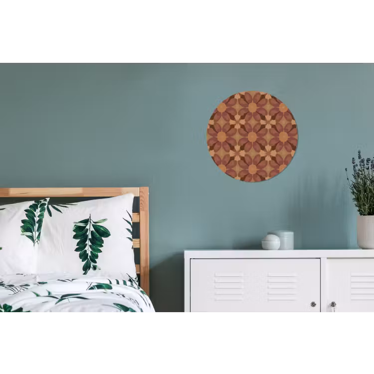 Wandcirkel - Aluminium - Retro - Bloemen - Bruin — 4