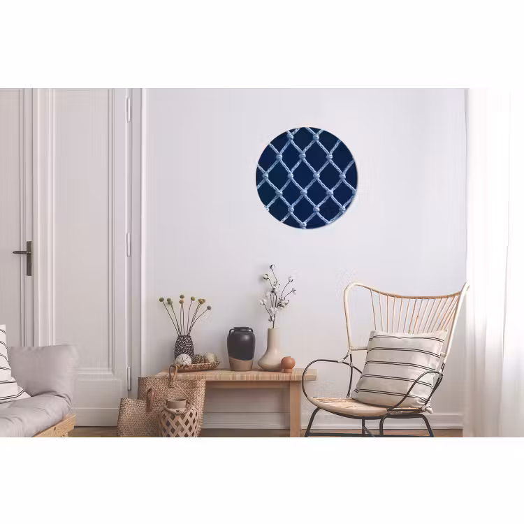 Wandcirkel - Aluminium - Visnet - Touw - Patroon - Marineblauw — 2